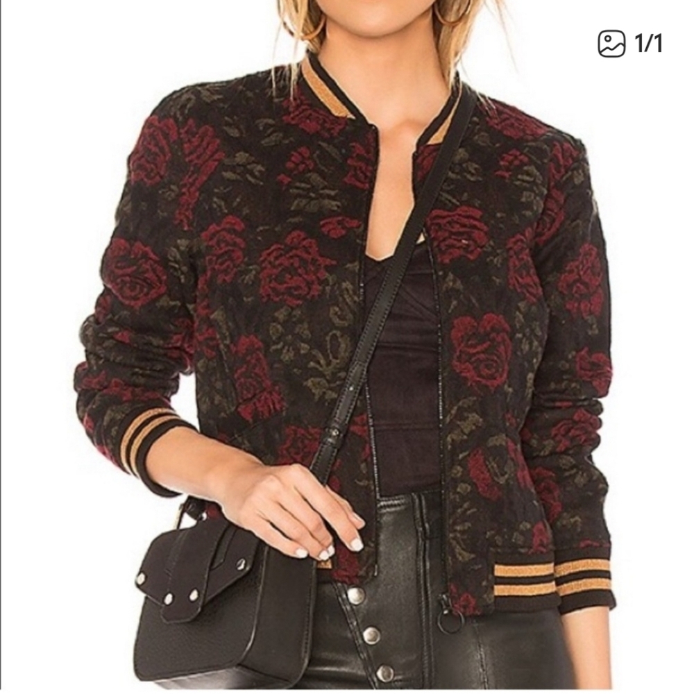 Sanctuary Floral Bomber Jacket - Black and Red